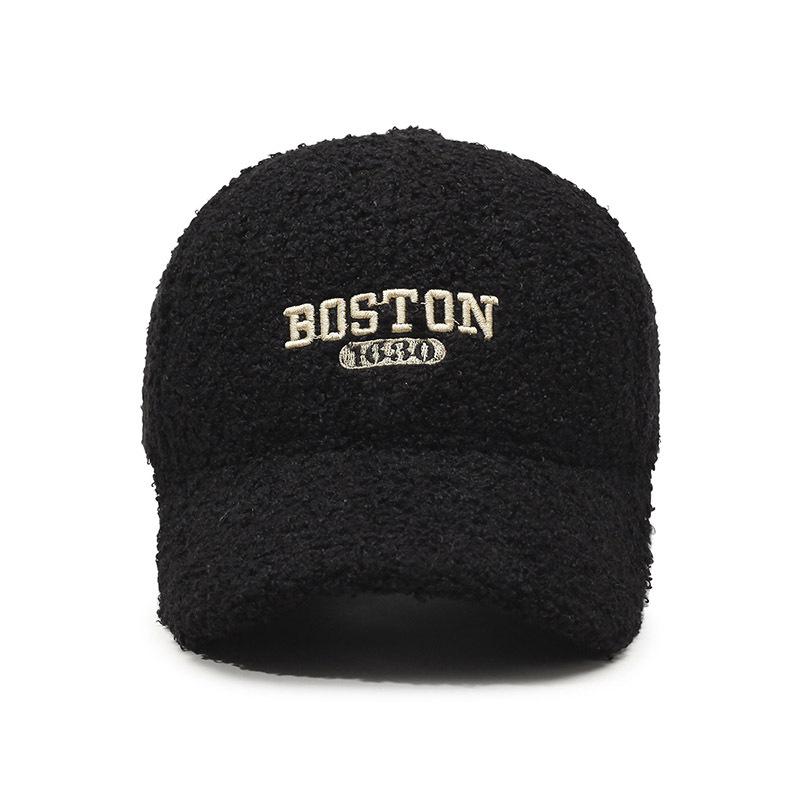 New Thermal Baseball Cap Teddy Fleece Letter Embroidered Cap Trendy Casual Face Small Hat Women