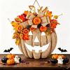 Halloween simulation flower autumn wooden pumpkin listing wooden door sign pendant window home decoration ornament autumn wooden pumpkin listing