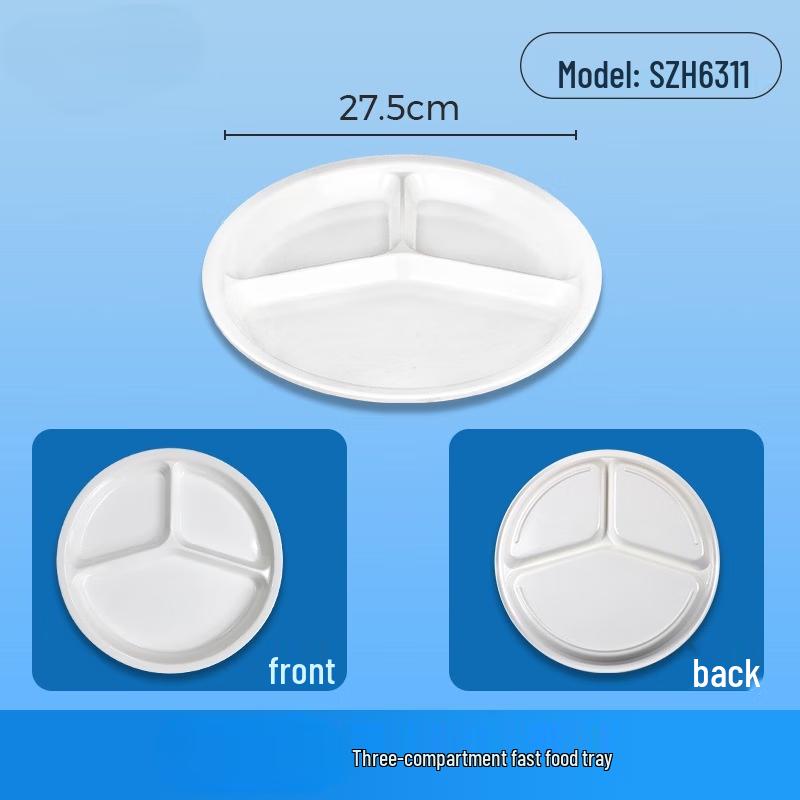 Wuhe 10.8-inch Three-Compartment Melamine Divided Plate