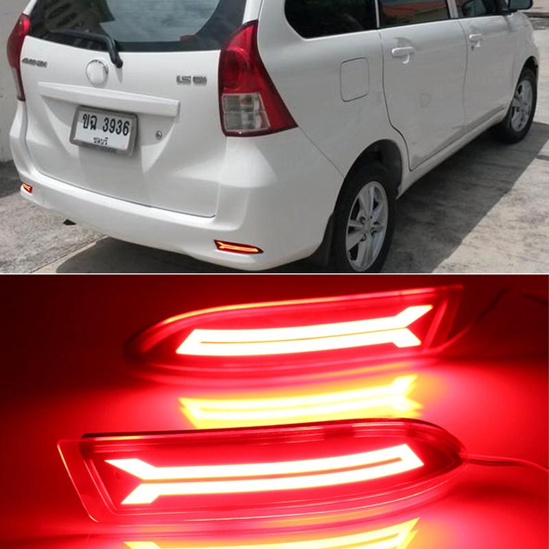 2PCS Car Reflector For Toyota Avanza 2015 2016 2017 LED Rear Fog Lamp Brake Light Bumper Light Auto Bulb Decoration Lamp