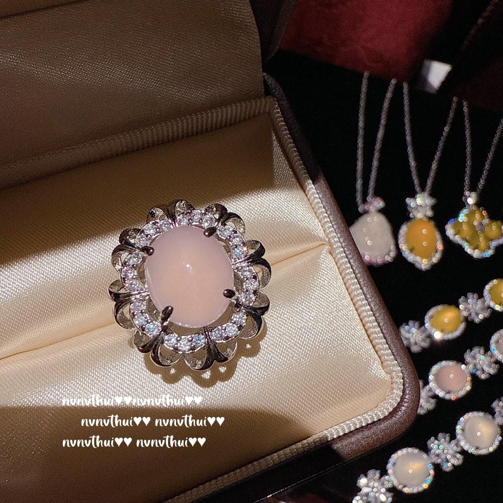 Jewelry Aurora Brazilian Egg White Chalcedony Flower God Gem Bracelet, New Chinese Style, Chicken Oil Chalcedony Necklace Set