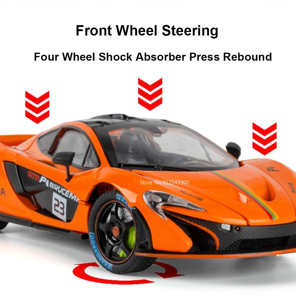 AAYF1 1:24 P1 Senna Car Toy Model Alloy Diecast Doors Opened Supercar Wheel Steering Shock Absorption Models for Children's Toys