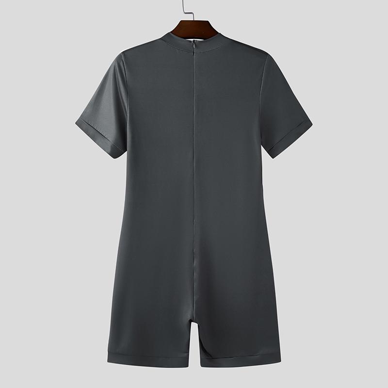 Pijamale cu mânecă scurtă pentru bărbați, cu cusături, mulate, salopete, body-uri, lenjerie de corp