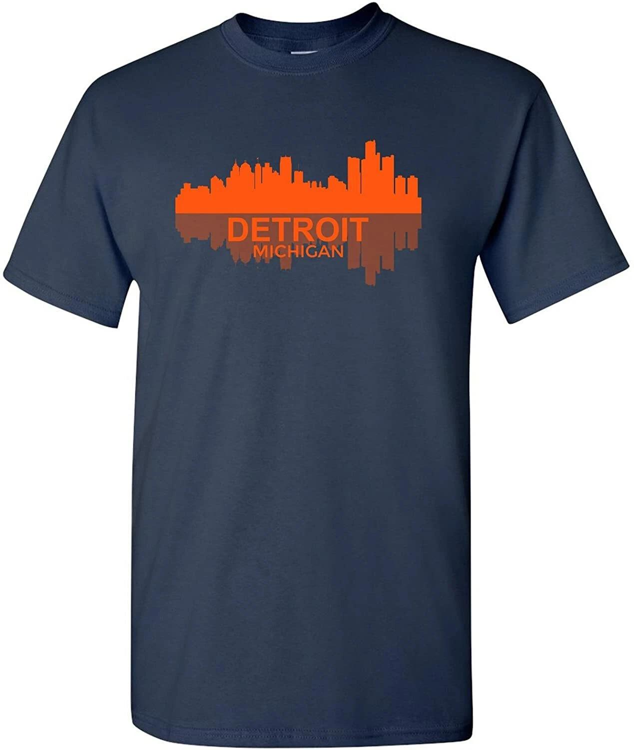 

Detroit Michigan Skyline - Classic City Sports Team Pride T Shirt - Navy M