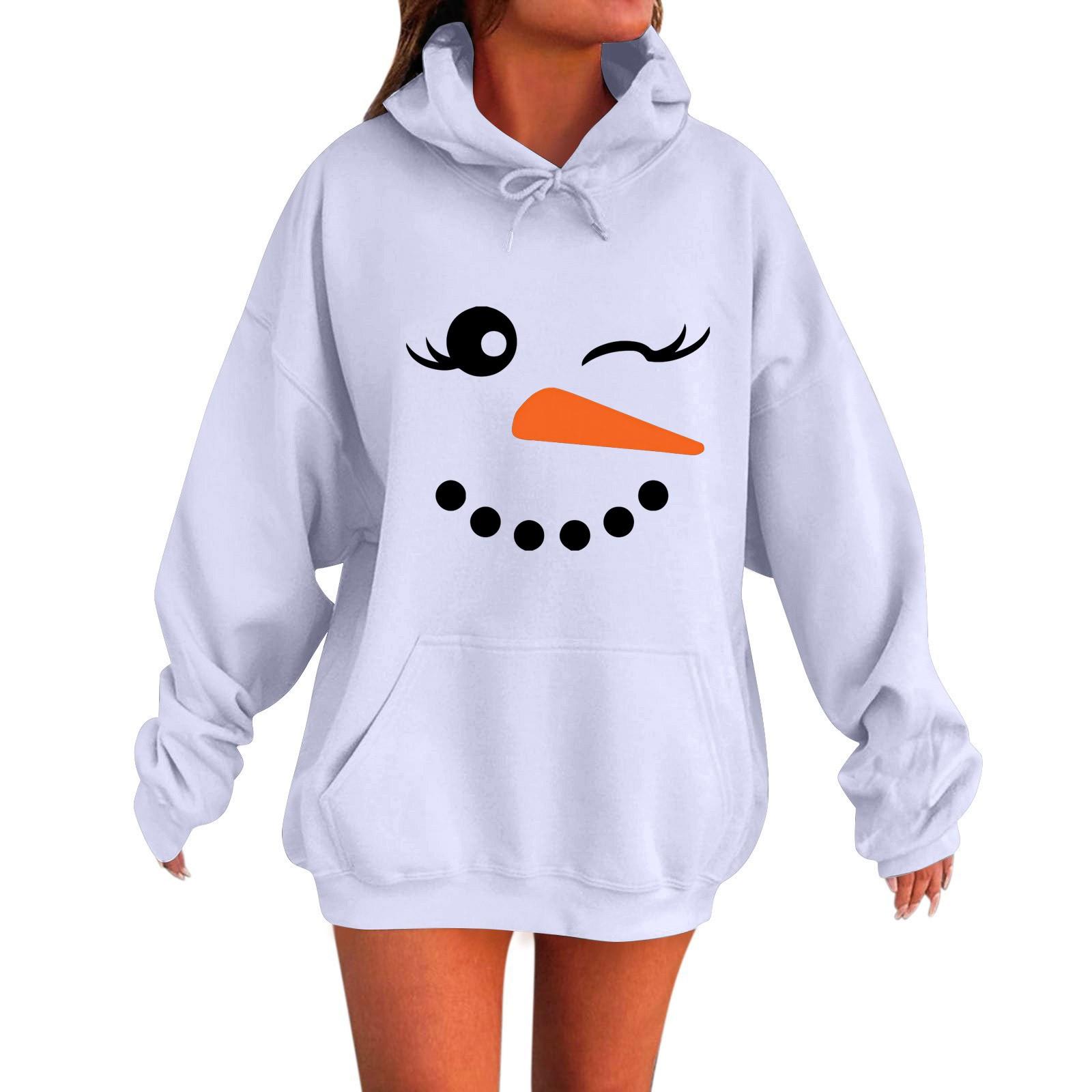 

Женская мода повседневная толстовка с капюшоном с длинным рукавом и круглым вырезом с карманами XXXL белый