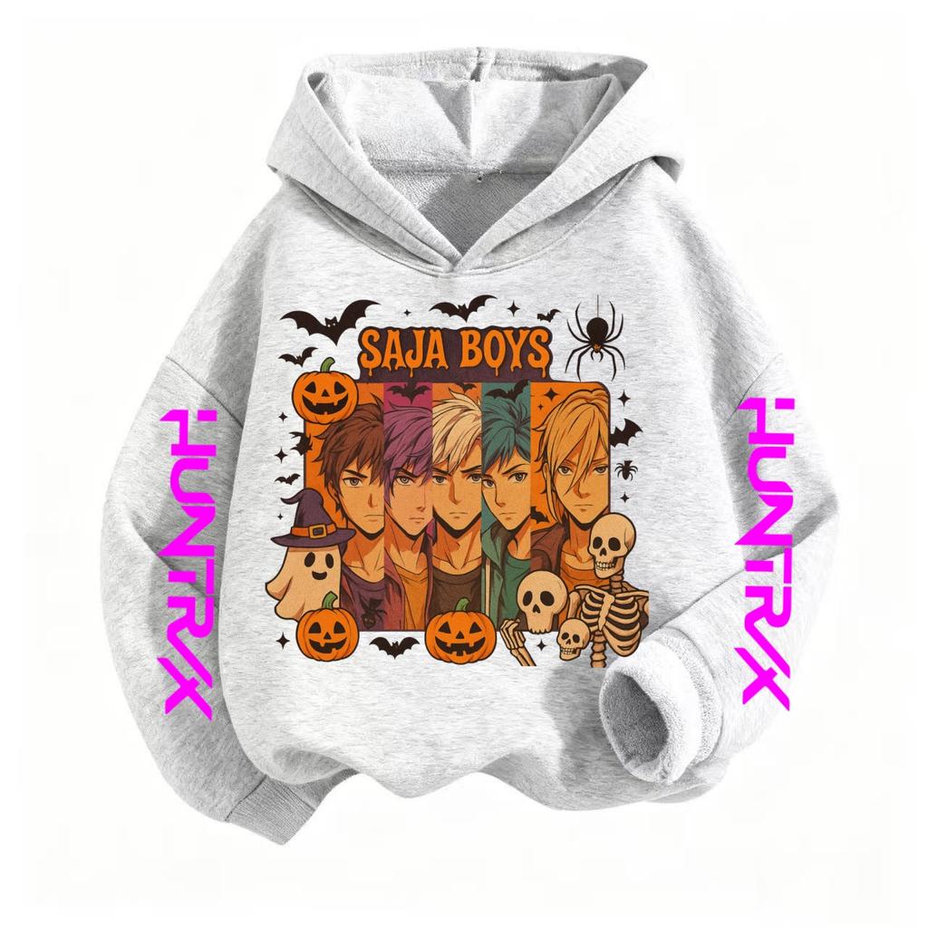 Halloween Boy Print Hoodie, Children's Fashion Pullover, Children's Top, K-pop Demon Hunter Hoodie, Boys and Girls Long Sleeved