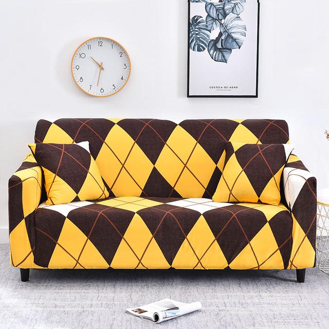 Elastic Triangle Pattern Sofa Cover Stretch Sofa Covers for Living Room Sofa Towel Slip -Resistant Fully -Wrapped Couch Cover