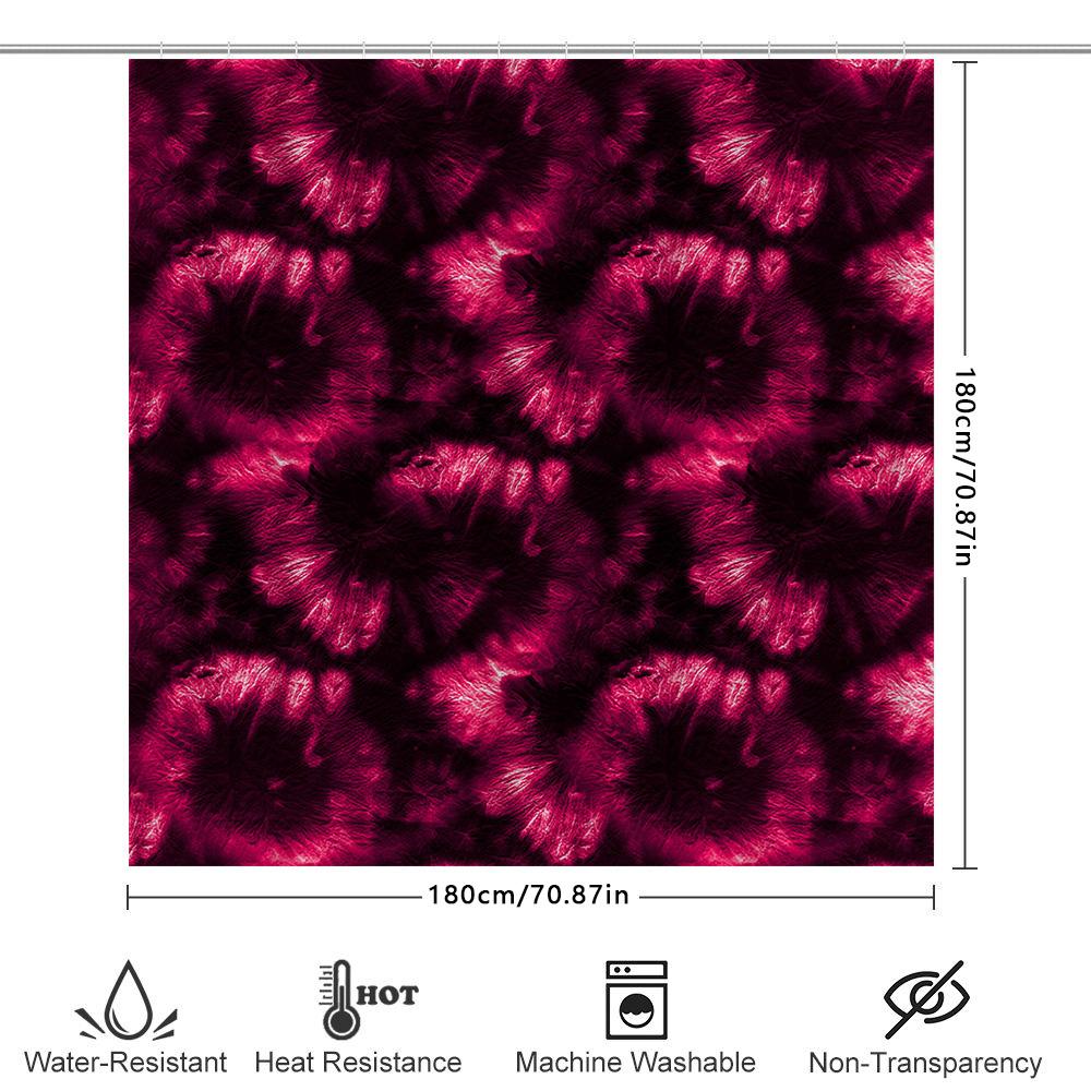 Modern Red Tie-Dye Shower Curtain Bath Decor For Home Bathroom Waterproof Fabric 72X84In (Red)