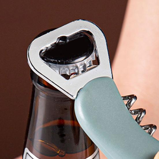 3 in 1 Wine Opener, Portable Beer Cap Lifter And Foil Cutter, Lever Corkscrew with Non Slip Handle, Stainless Steel Worm, Kitchen Bar Tool