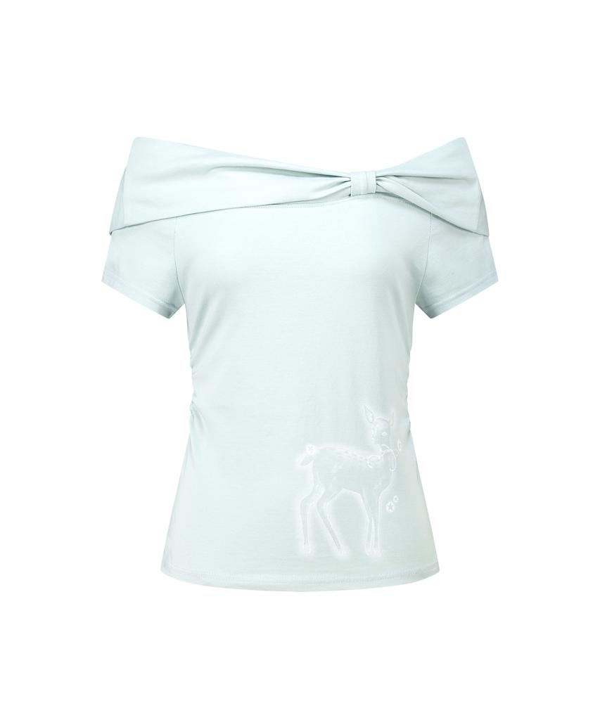 ILLIGO Saeso Dear Bow Off-Shoulder Tee Mint