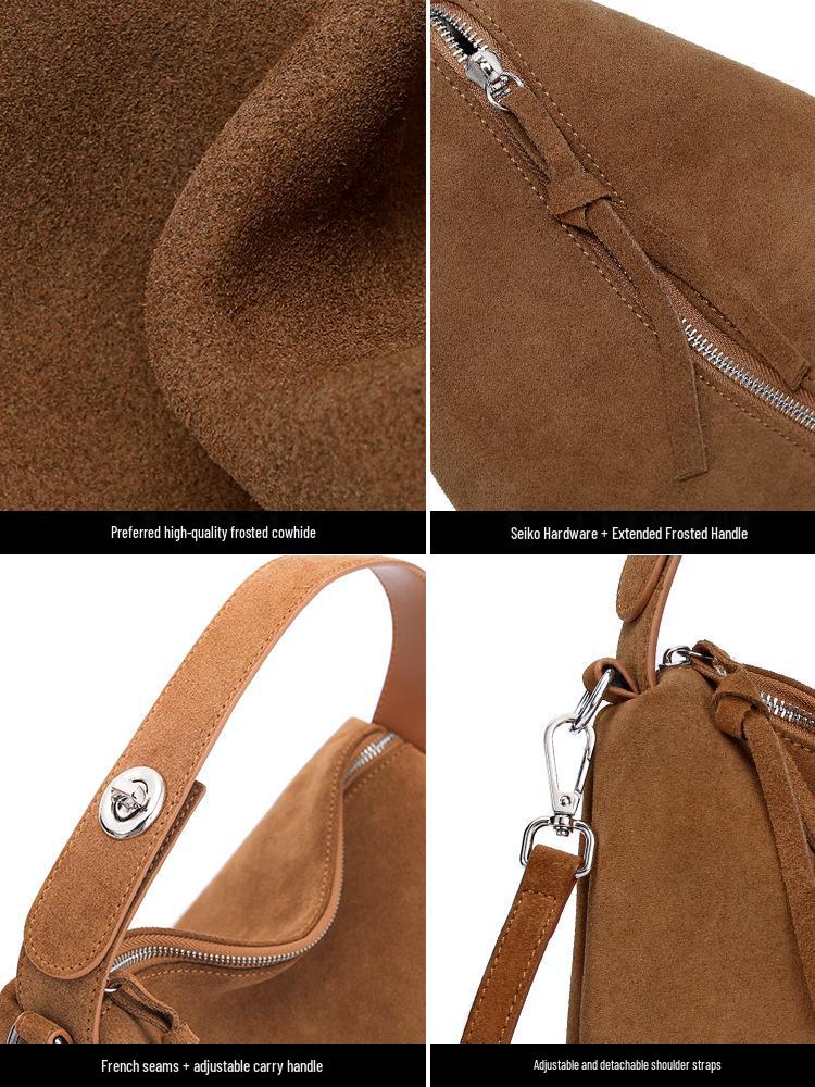 Matte Cowhide Tote: Large Capacity Korean Style Genuine Leather Shoulder Bag for Women
