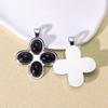 Retro French Four-Leaf Clover Cross Pendant Necklace - High-End Zinc Alloy Sweater Chain Accessory.