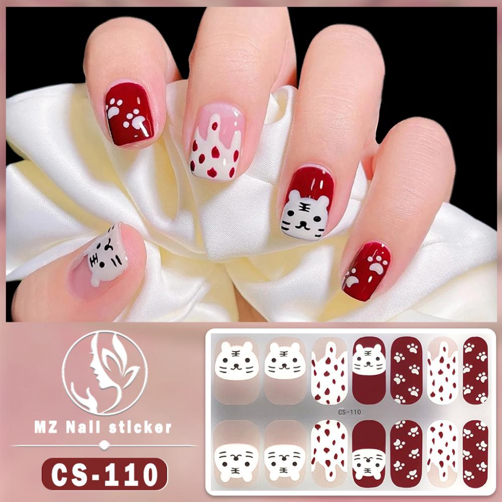 CS voděodolná gelová fólie na nehty bez pečení plná samolepka kontrastní barva tygří hlava nail art fólie papír fólie na nehty papír nálepka