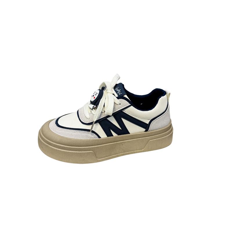 

Мода 2024 года, новые кожаные женские осенние кроссовки на толстой подошве, женские кроссовки на толстой платформе, модные дышащие однотонные вулканизированные туфли 40 синий