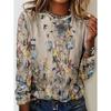 Spring and Autumn Round Neck Vintage Flower Graphic 3D Printed Top Fashionable Casual Long Sleeved Women's T-shirts