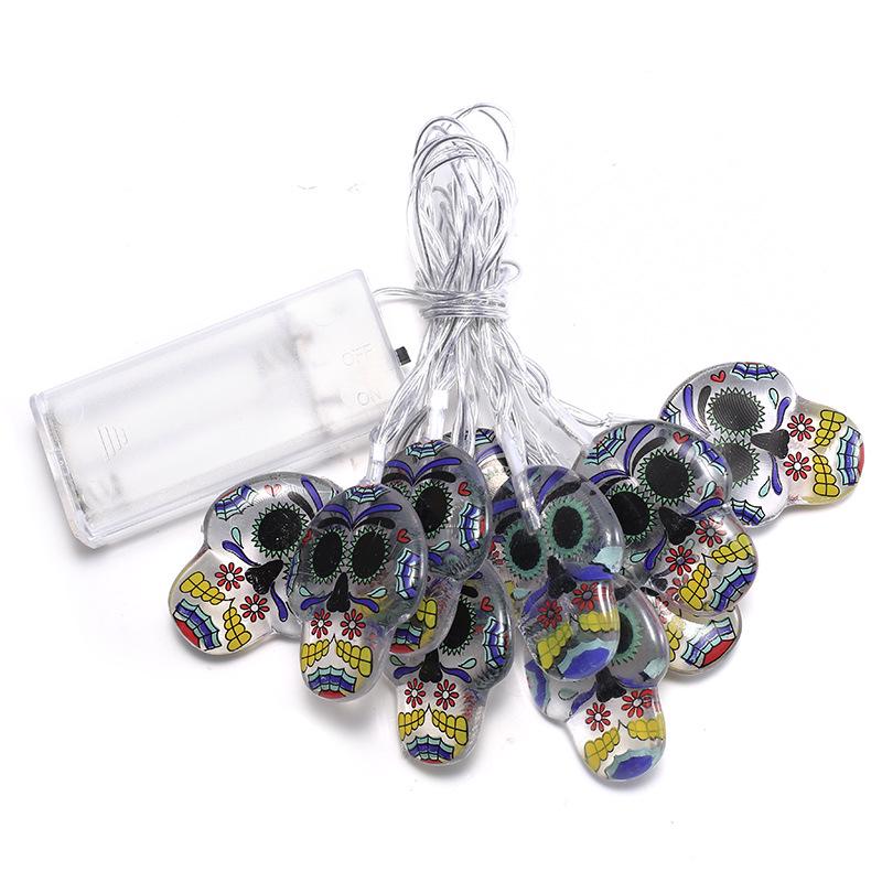 Halloween LED String Lights: Colorful Skull, Bat, Tombstone, and Pumpkin Decorations