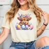 Cute Highland Cow Easter T Shirt Floral With Eggs Trendy Spring Outfit Vintage Versatile Fashion Stylish