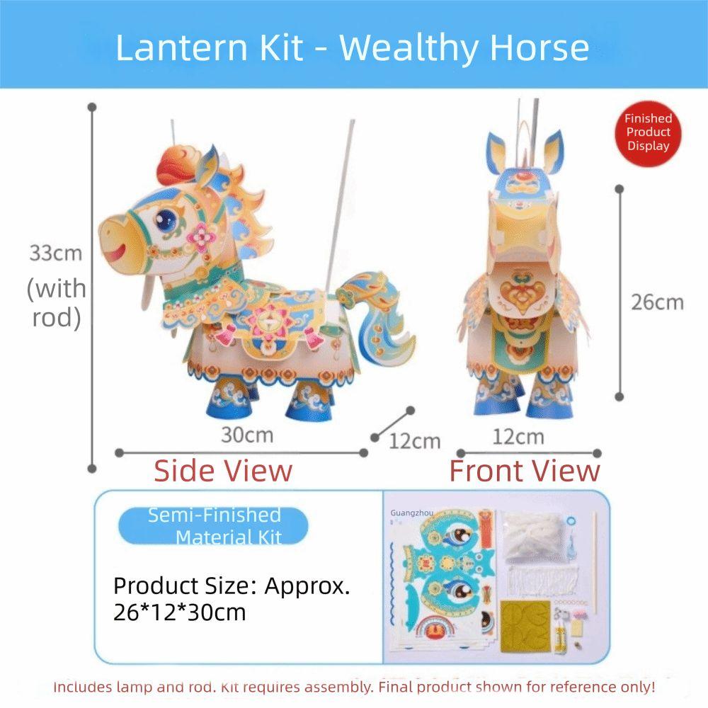 

DIY Material Package New Year Horse Lantern Waterproof Hanging Ornament Handmade Lantern Festival Atmosphere Festival Lanterns as show синій