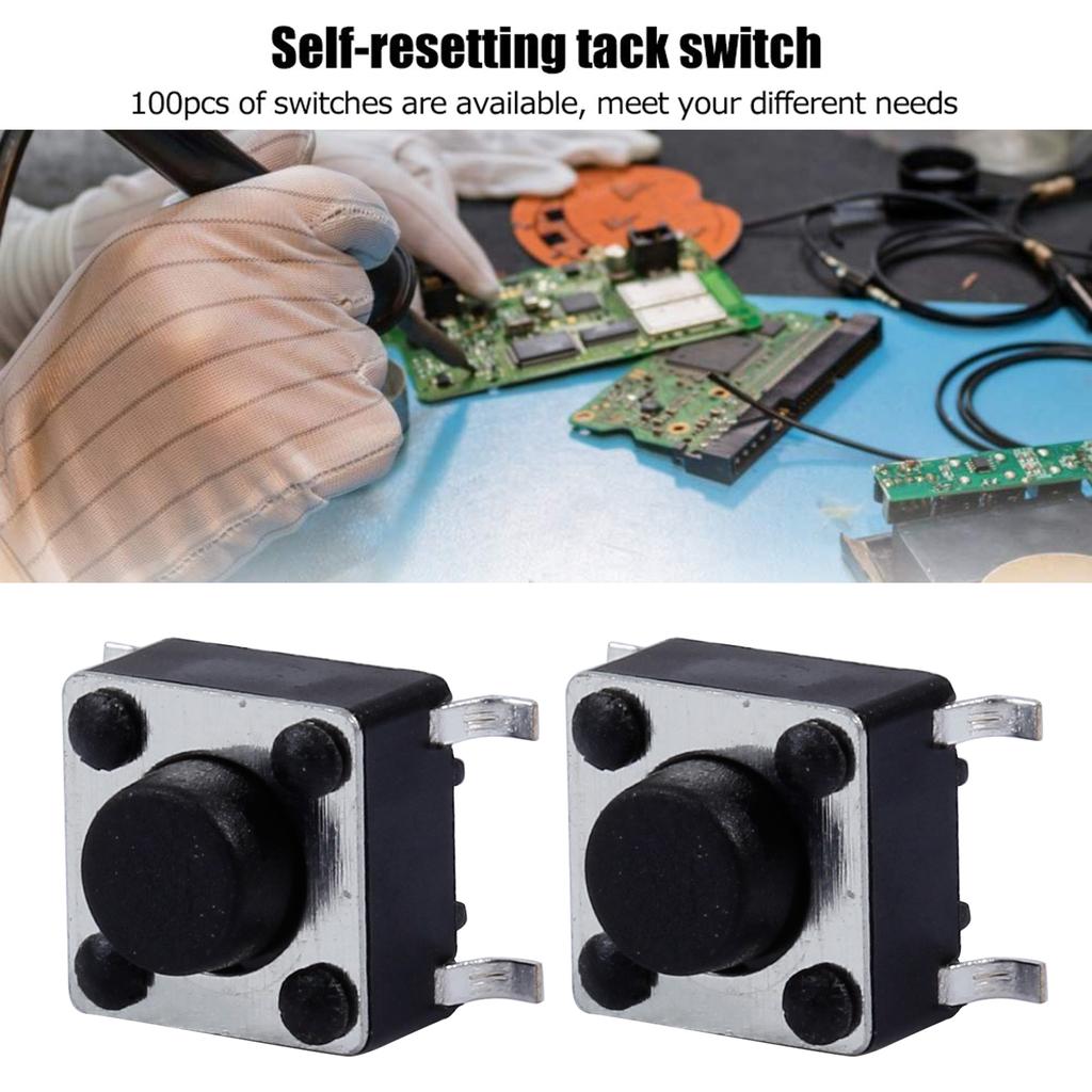 100-piece/set Mini Micro Momentary Tactile Push Button Switch Assorted Set 6x6x5mm Suiatble for Circuit Boards & DIY