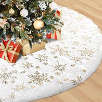 Christmas Tree Skirt Luxury Christmas Tree Skirts with Snowflake Xmas Decorations for Christmas New Year Party Decor
