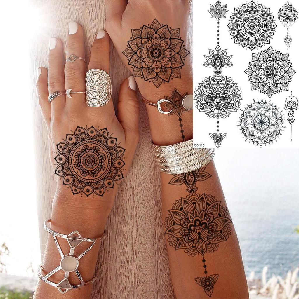 Cross Henna Art Temporary Tattoo Sticker for Arm and Neck