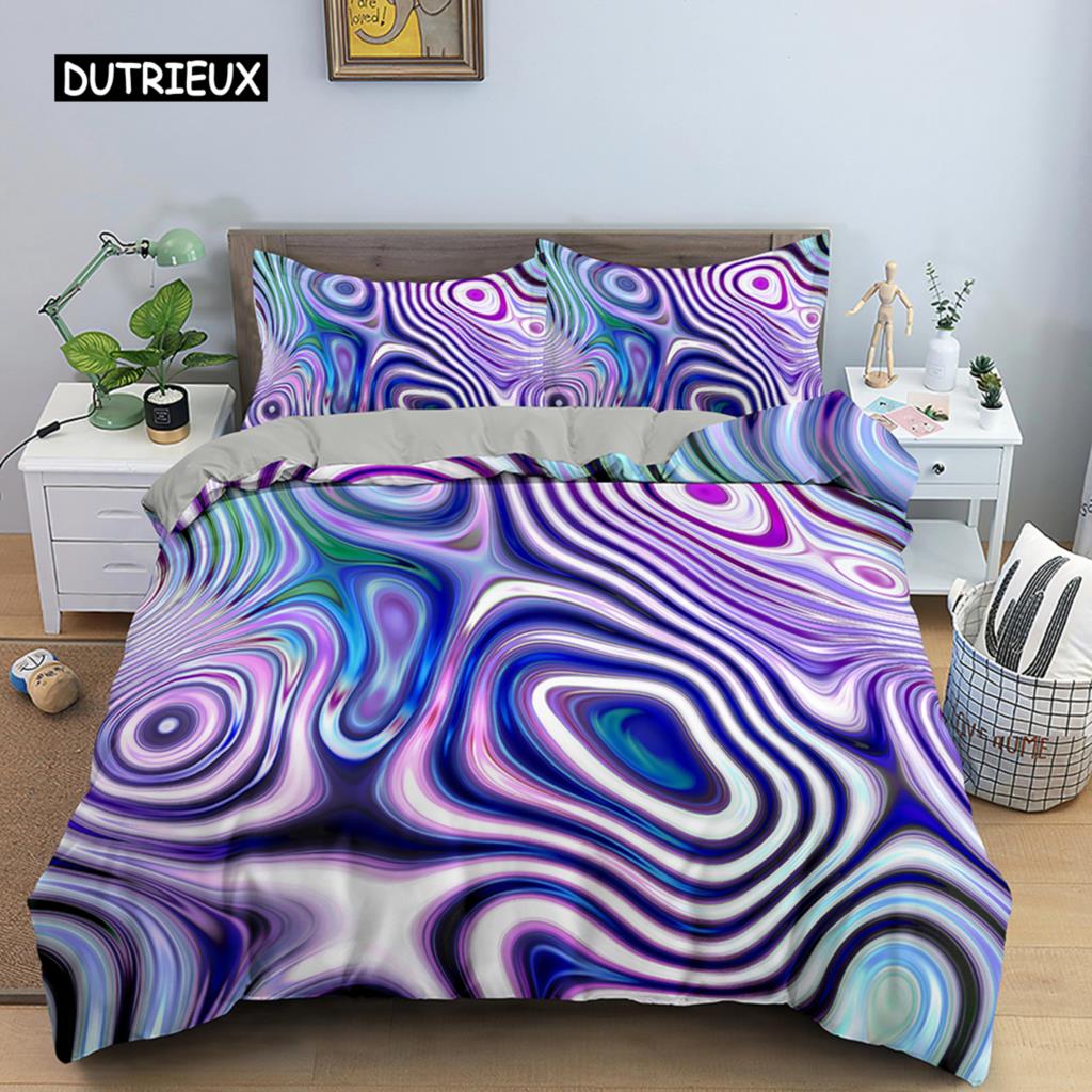 Abstract Duvet Cover Set King Microfiber Blue Psychedelic Bedding Set 2/3 Pcs Queen Size Warped Space Theme Twin Comforter Cover