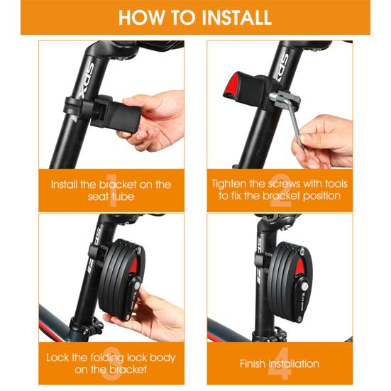 Bike Lock Foldable Password Rust-Proof Anti Theft MTB Road Bicycle Electric Lock for