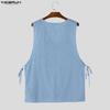 INCERUN Men V Neck Sleeveless Side Lace-up Thin Casual Loose Long Tank Tops