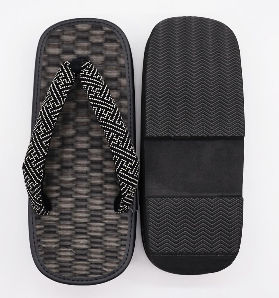 Shigi Geta Checkered Black Tatami Thick Saaya Made In 26cm Men's Sandals, Pattern, Pattern, Sole, Pattern, Japan, (8.6 Inches)