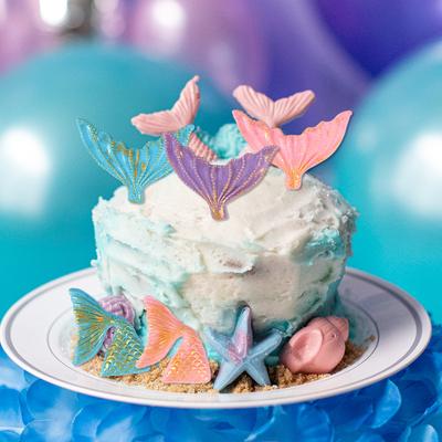 Mermaid Birthday Cake Decoration Pink Purple Seashell Mermail Tail Cake Toppers for Girls Birthday Baby Shower Under the Sea