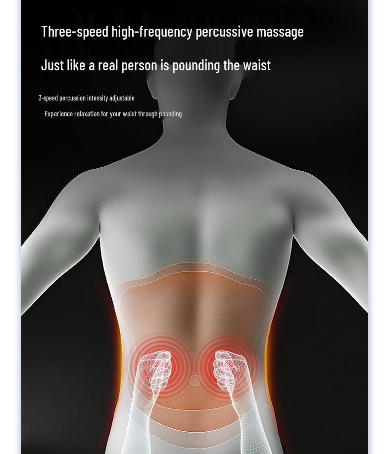 Portable Electric Lumbar Massager with Traction, Heating & Percussion