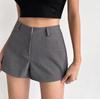 Women's High-Waisted Gray Suit Shorts - 2025 New Korean Style Summer Hot Pants