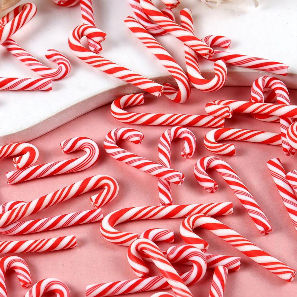 Mini Candy Canes Christmas Decoration Red White Resin Candy Cane DIY Crafts Xmas Pendant Navidad Home Decor New Year Gift