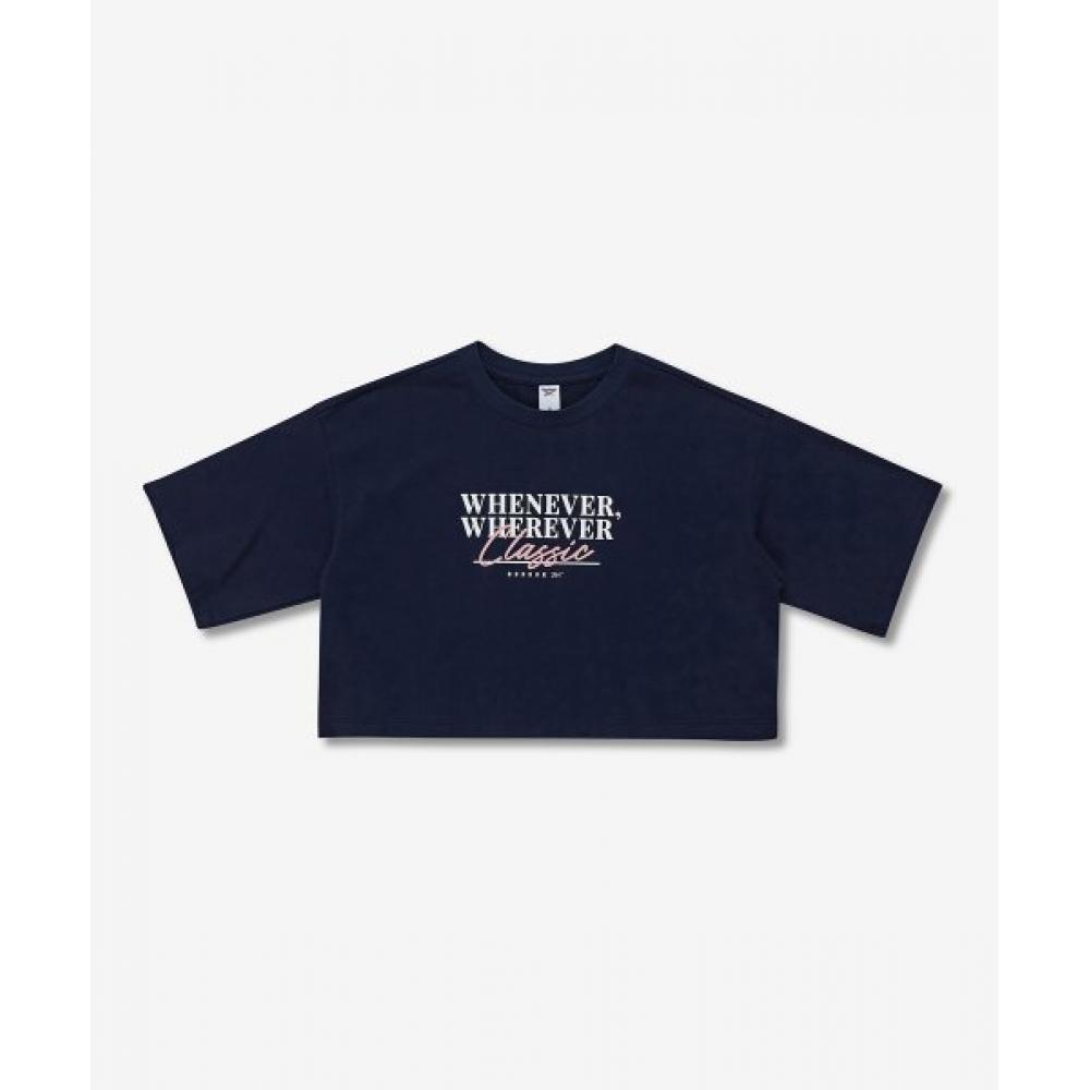 

Классическая укороченная футболка REEBOK Curved W, темно-синяя