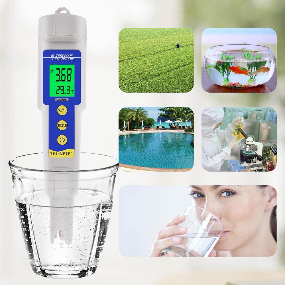 3/4 in 1 PH Meter TDS EC Temperature Test Tool With Backlight Digital Water Quality Monitor Tester for Aquarium Drinking Water