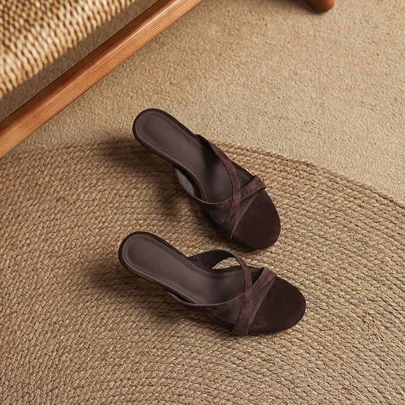 

Летние шлепанцы на низком каблуке в ретро-стиле для женщин Элегантные уличные туфли с открытым носком Платья Уличный стиль Женские шлепанцы 35 коричневый