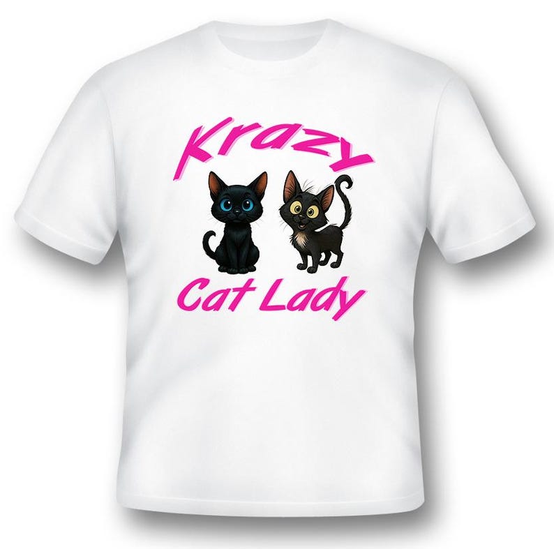 Krazy Cat Lady T-Shirt: Black Kittens, Black Cotton Tee 160