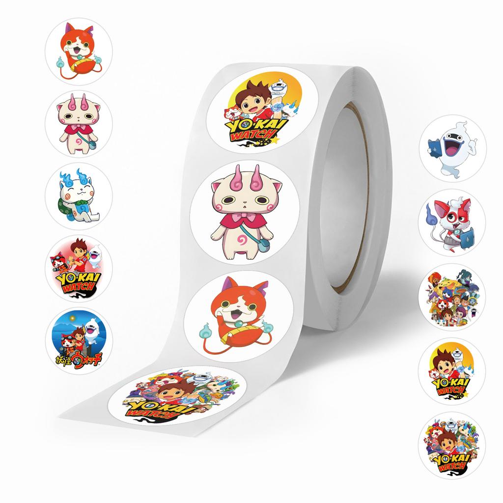 500 Stickers/roll Yo Kai Watch Roll Stickers Reward Stickers Creative Hand Account Personalized Roll Tape