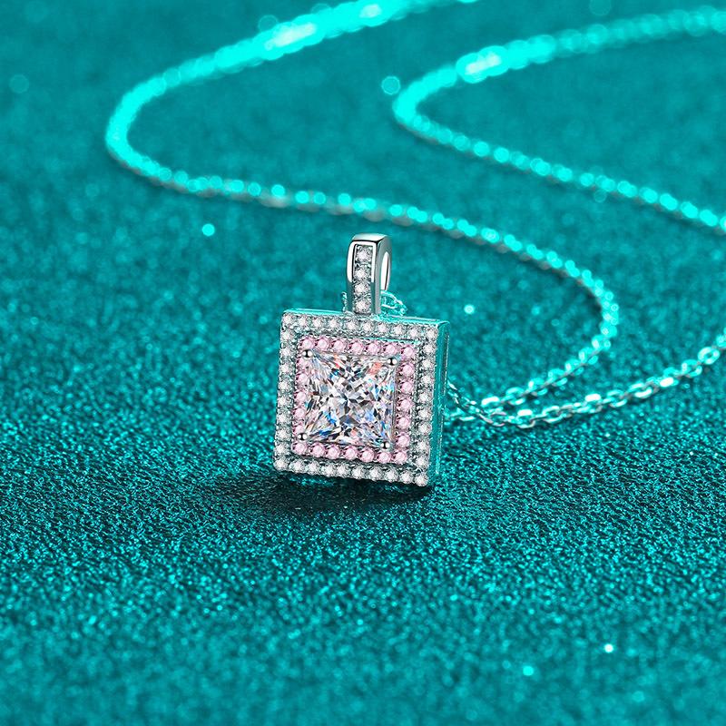 

Мода Настоящий Муассанит Квадратный Кулон Ожерелье D Цвет 1ct Принцесса Огранка Чистое S925 Стерлинговое Серебро Для Женщин Свадебные Ювелирные Изделия