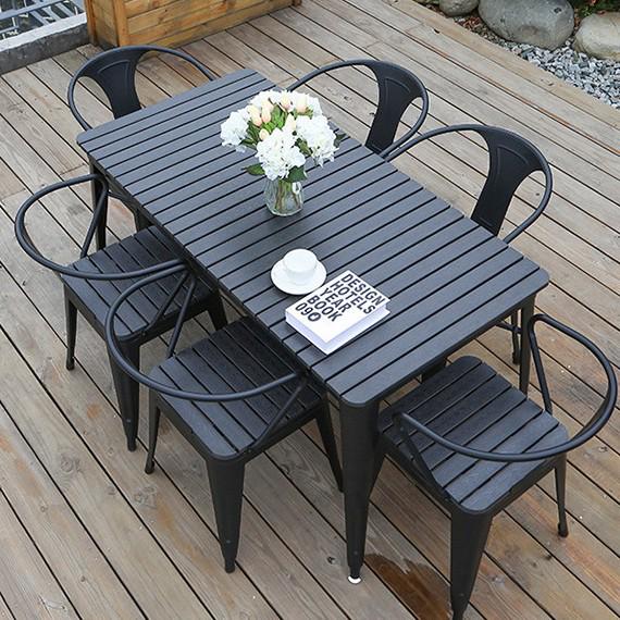 Garden Anti-Corrosion Wood-Plastic Composite Dining Set: Outdoor Table & Chairs for Courtyard, Balcony, or Cafe