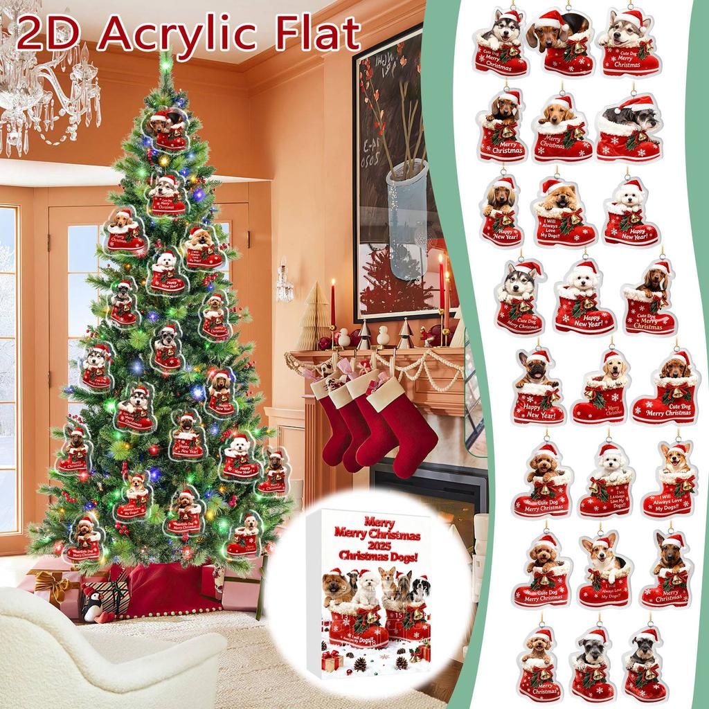 Christmas Dog Advent Calendar 24 Dog Themed Christmas Ornaments Holiday Countdown Calendar Dogs Wearing Red Shoes Perfect For Pet Lovers, Pet Owners