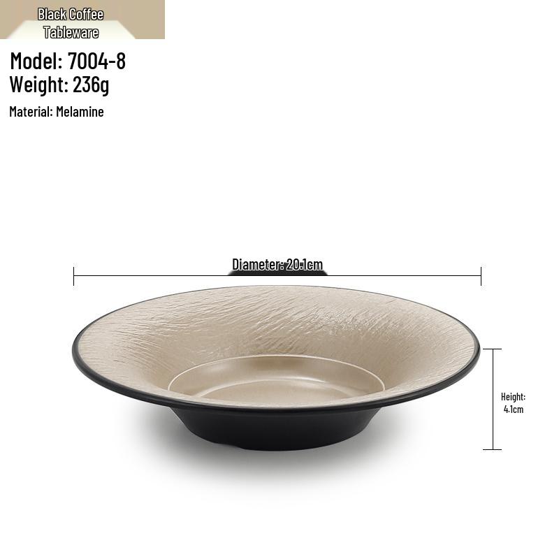 Melamine Straw Hat High-Footed Deep Plate for Pasta, Cold Dishes, and Mixed Noodles - Restaurant Tableware