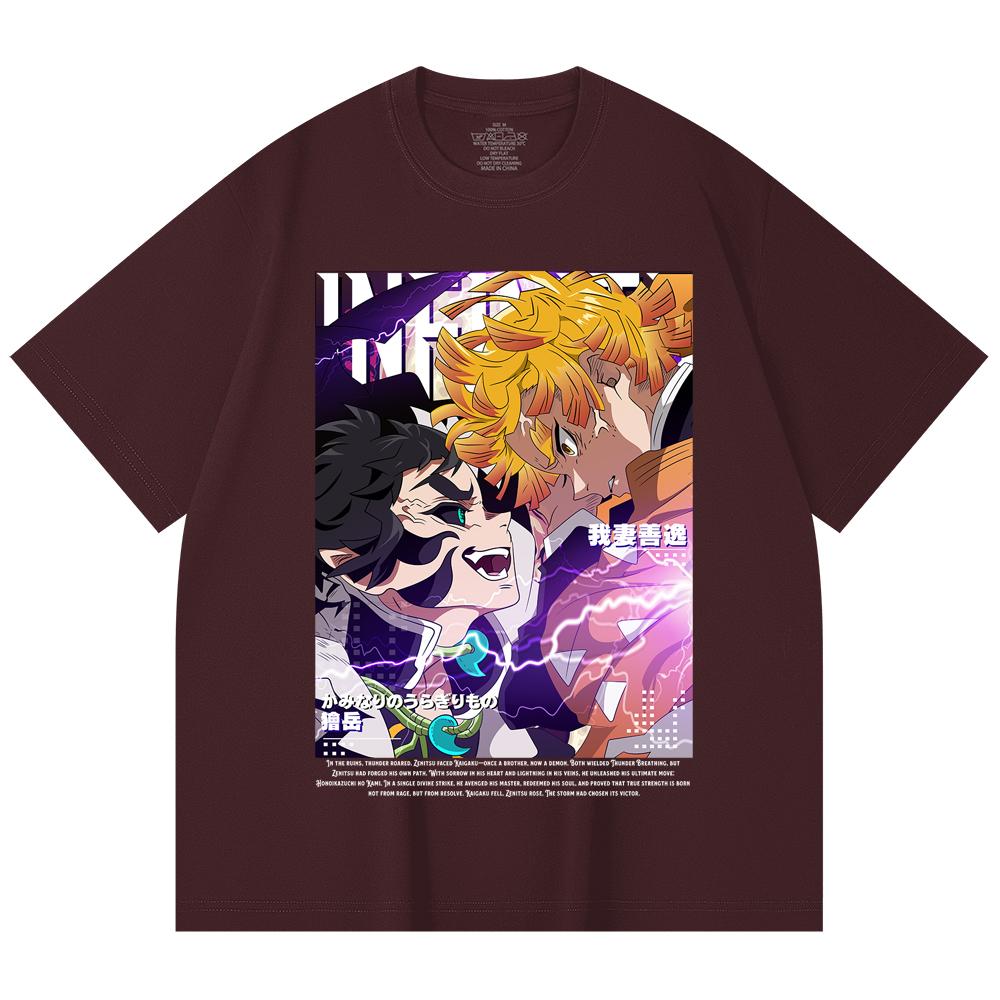 

230 Gsm 100% Cotton Demon Slayer V69 Zenitsu Kaigaku Print Unisex Heavy Cotton T Shirt 2XL
