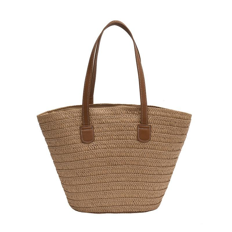 

New woven tote bag Japanese fashion simple travel art bag women s handbag shoulder armpit bag хаки