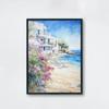 Watercolor Style Mediterranean Coast Sea Poster Seaside Landscape Prints Canvas Painting Wall Art Pictures Home Room Beach Decor