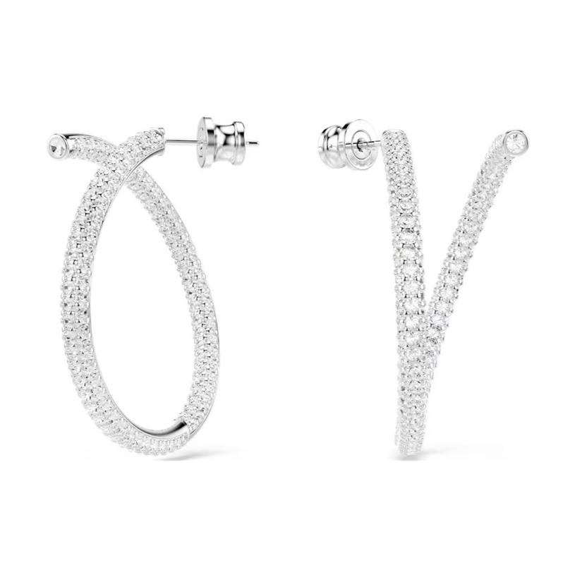 Swarovski Dextera Geometric Shaped Crystal-Like Rhodium Plated Earrings Women earrings Silver 5695939