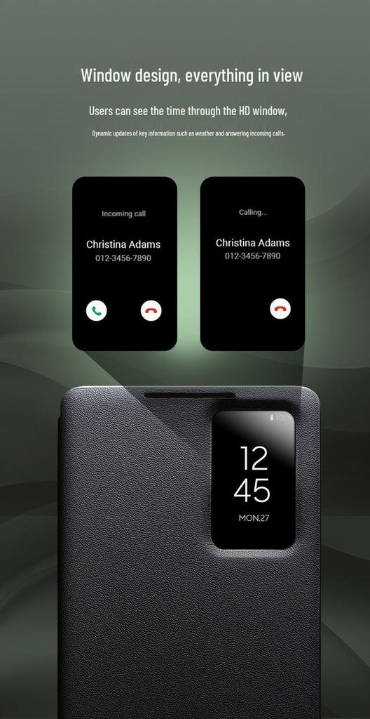 Chali Leather Flip Case with Smart Window for Samsung S26 Ultra