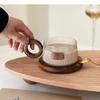 Wooden Handle Glass Mug Solid Wood Coaster Breakfast Cup Oat Milk Cups Coffee Household Water Tea
