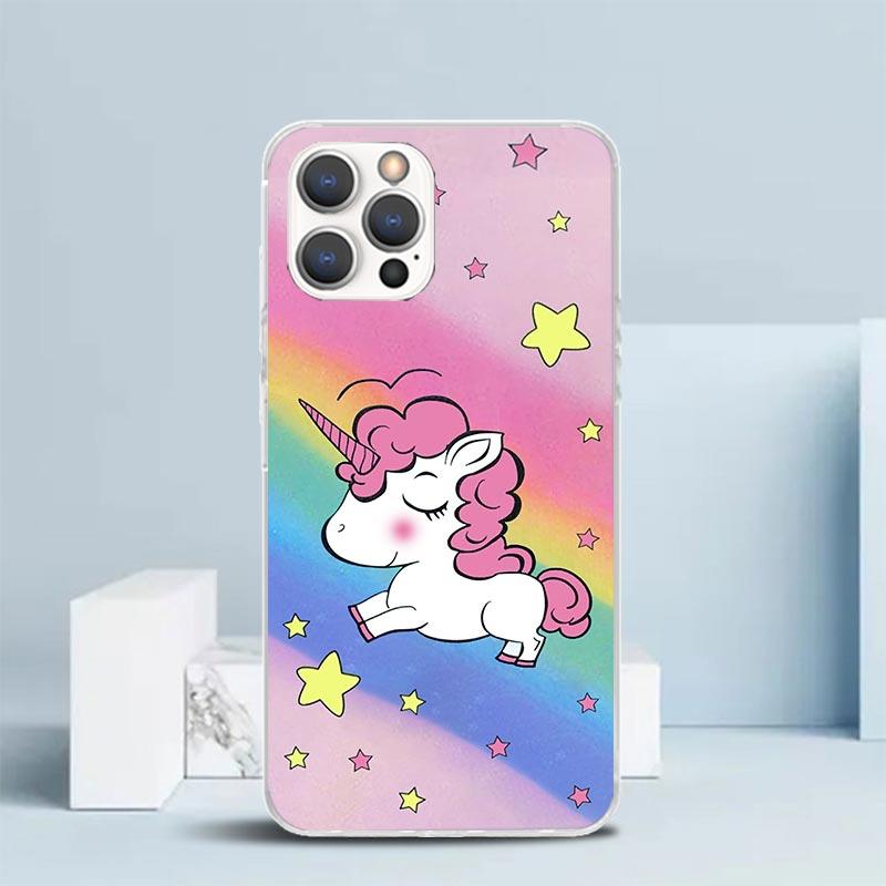 Pink Unicorn Rainbow Phone Case For IPhone 16 17 Air 16E 15 14 Plus 13 Mini 12 11 Pro Max 7 8 + SE 2020 Soft TPU Back Cover 16 1