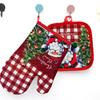 2pc/set Anti-Heat Christmas Microwave Glove Potholder Insulation Printing Christmas Oven Mitts Thickening Insulation Pad